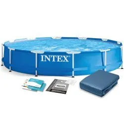 INTEX 28210 Piscina da Giardino con Telaio 366 x 76 cm Set 6 in 1