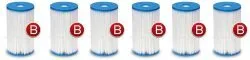 6 x Filtro per set pompa tipo B INTEX 29005.