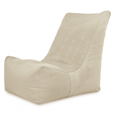 Panna Poltrona Pouf Con Schienale Velluto