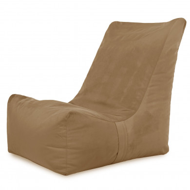 Beige Poltrona Pouf Con Schienale Velluto