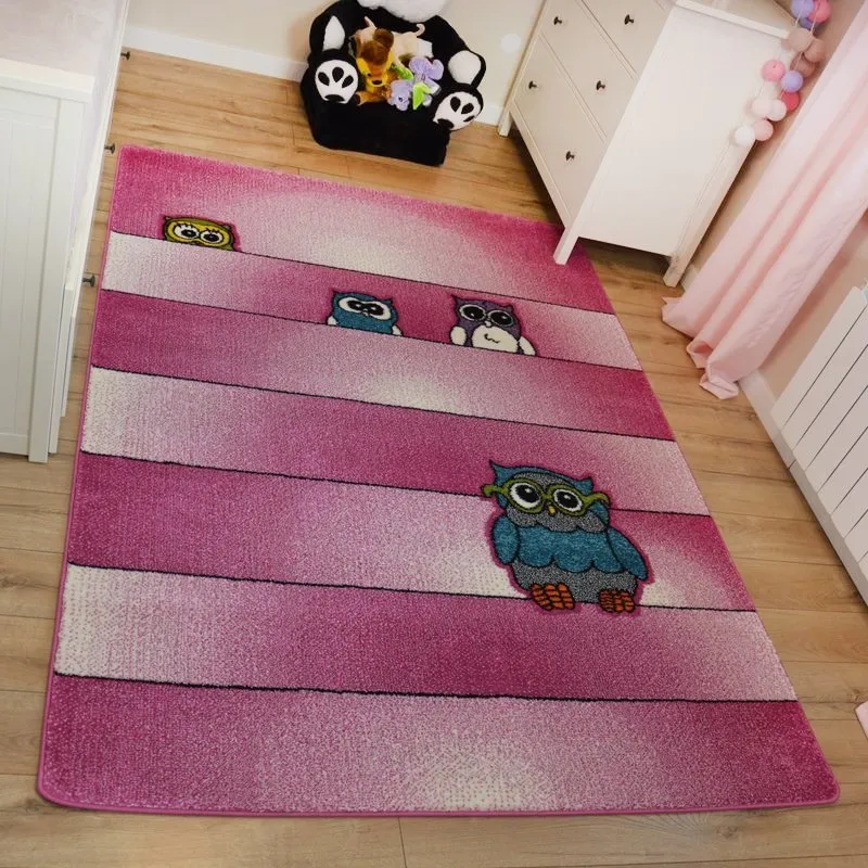 Tappeto Bambini Gufi rosa C412