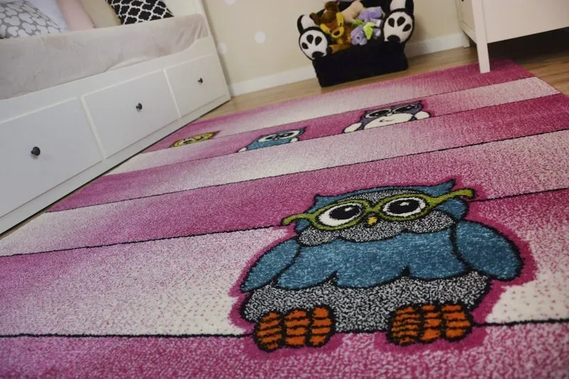 Tappeto Bambini Gufi rosa C412
