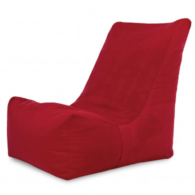 Rosso Poltrona Pouf Con Schienale Velluto