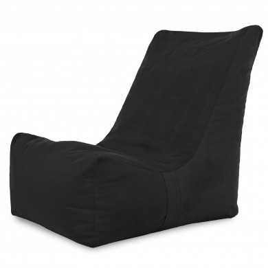 Nero Poltrona Pouf Con Schienale Velluto