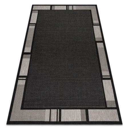TAPPETO DI SPAGO SISAL FLOORLUX 20195 NERO / argento