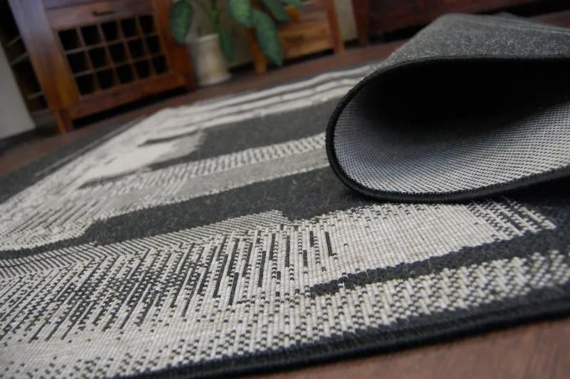 TAPPETO DI SPAGO SISAL FLOORLUX 20240 nero / argento