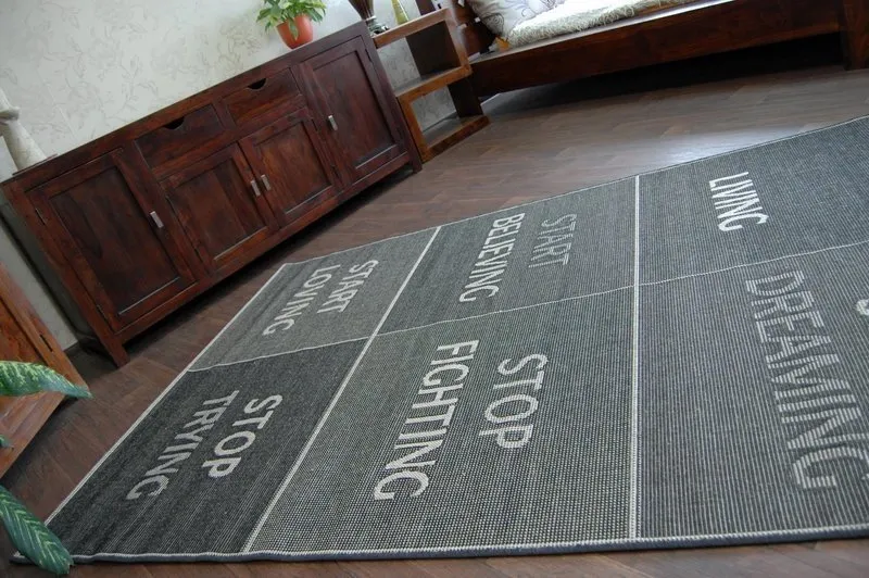 TAPPETO DI SPAGO SISAL FLOORLUX 20275 YOLO nero / argento