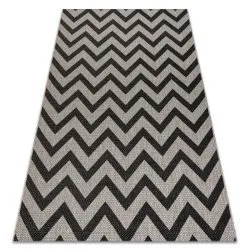 TAPPETO DI SPAGO SISAL FLOORLUX 20340 argento / nero ZIGZAG