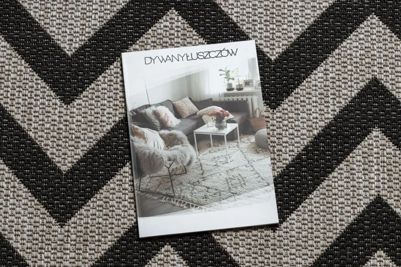 DYWAN SZNURKOWY SIZAL FLOORLUX 20340 silver / black ZYGZAK