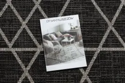 TAPPETO DI SPAGO SISAL FLOORLUX 20508 nero / argento TRIANGOLI