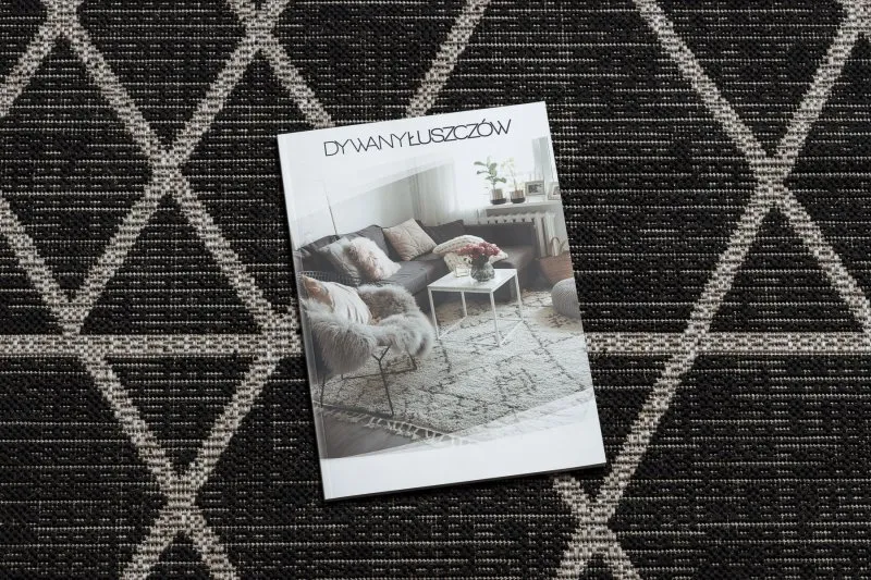TAPPETO DI SPAGO SISAL FLOORLUX 20508 nero / argento TRIANGOLI