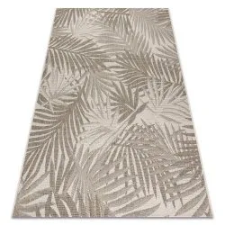 Tappeto di corda sisal FLOORLUX 20504 foglie champagne / grigio scuro GIUNGLA