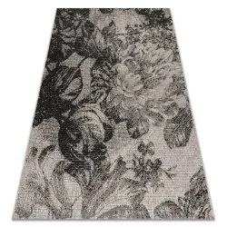 TAPPETO DI SPAGO SISAL FLOORLUX 20491 FIORI argento / nero