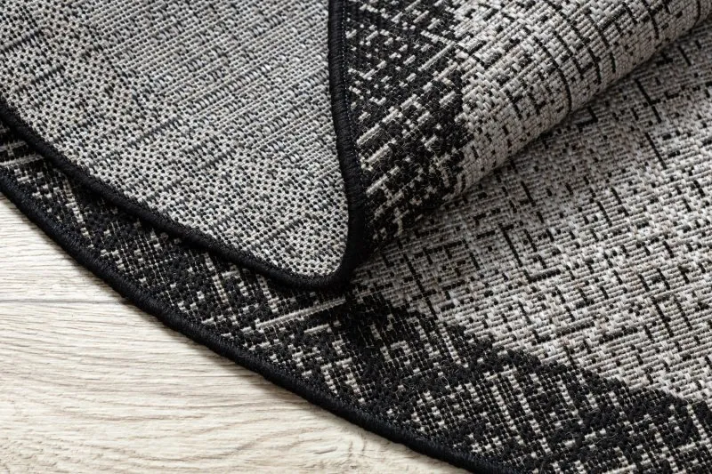 DYWAN SZNURKOWY SIZAL FLOORLUX KOŁO 20401 Ramka srebrny / czarny