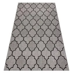 DYWAN SZNURKOWY SIZAL FLOORLUX 20607 , koniczyna marokańska, trellis  srebrny / czarny