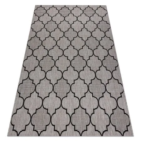 DYWAN SZNURKOWY SIZAL FLOORLUX 20607 , koniczyna marokańska, trellis  srebrny / czarny