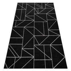 TAPPETO DI SPAGO SISAL FLOORLUX 20605 nero / argento TRIANGOLI, GEOMETRICO