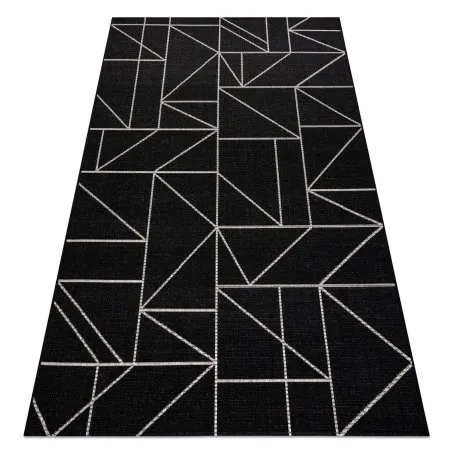 TAPPETO DI SPAGO SISAL FLOORLUX 20605 nero / argento TRIANGOLI, GEOMETRICO