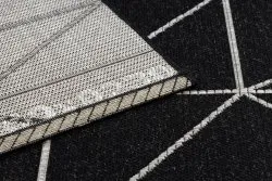 TAPPETO DI SPAGO SISAL FLOORLUX 20605 nero / argento TRIANGOLI, GEOMETRICO