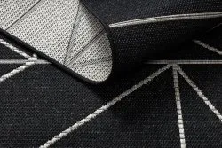 TAPPETO DI SPAGO SISAL FLOORLUX 20605 nero / argento TRIANGOLI, GEOMETRICO