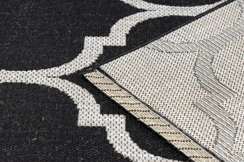 TAPPETO DI SPAGO SISAL FLOORLUX 20608 Traliccio marocchino nero / argento