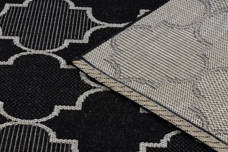 TAPPETO DI SPAGO SISAL FLOORLUX 20607 Traliccio marocchino nero / argento