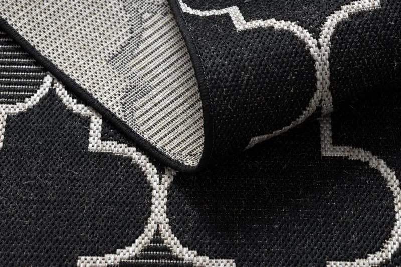 TAPPETO DI SPAGO SISAL FLOORLUX 20607 Traliccio marocchino nero / argento