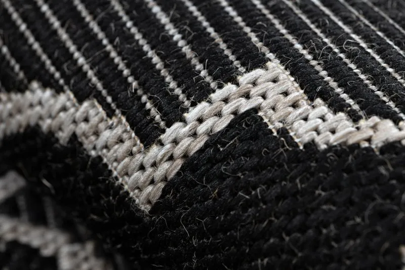 TAPPETO DI SPAGO SISAL FLOORLUX 20607 Traliccio marocchino nero / argento