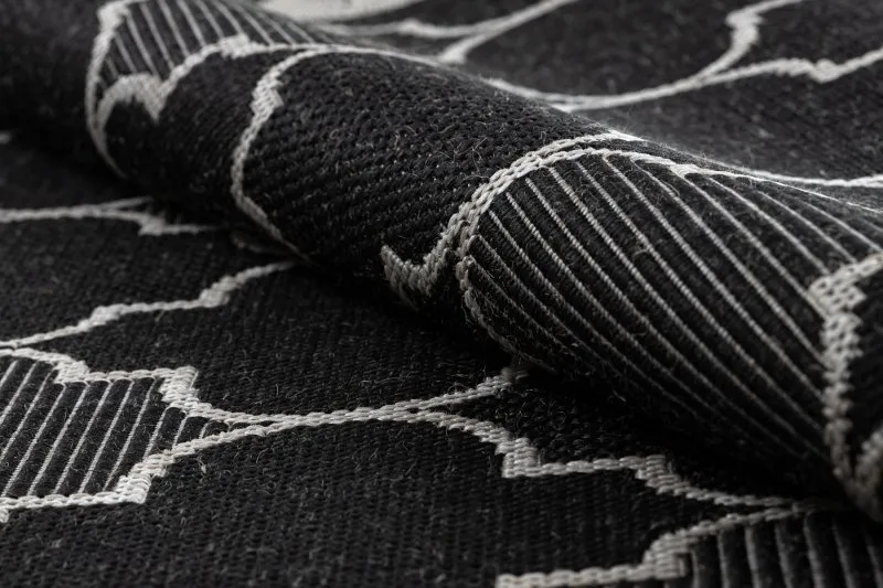 TAPPETO DI SPAGO SISAL FLOORLUX 20607 Traliccio marocchino nero / argento