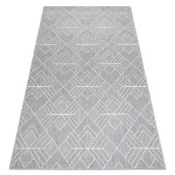 Tappeto SISAL FLAT 48731637 Quadri Rombi, Geometrico grigio / crema