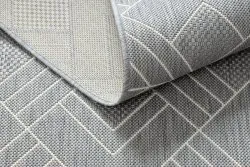 Dywan SZNURKOWY SIZAL FLAT 48731637 Kwadraty, romby, geometryczny szary / krem