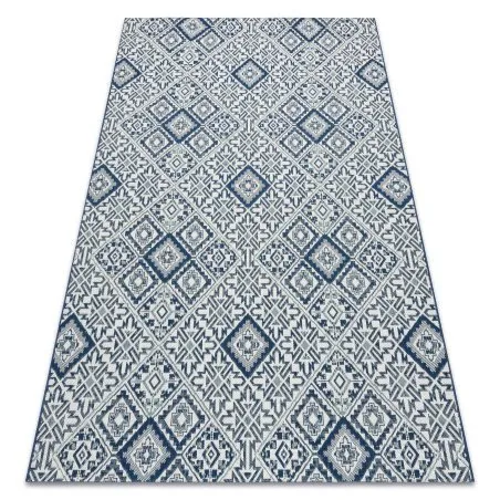 Tappeto DI SPAGO SISAL Colore 19247/699 Quadri Rombi Piastrelle Blu