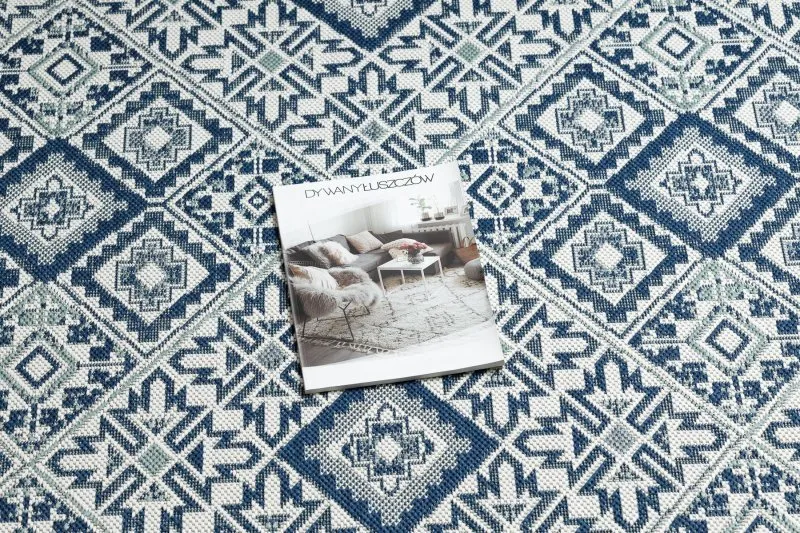 Tappeto DI SPAGO SISAL Colore 19247/699 Quadri Rombi Piastrelle Blu