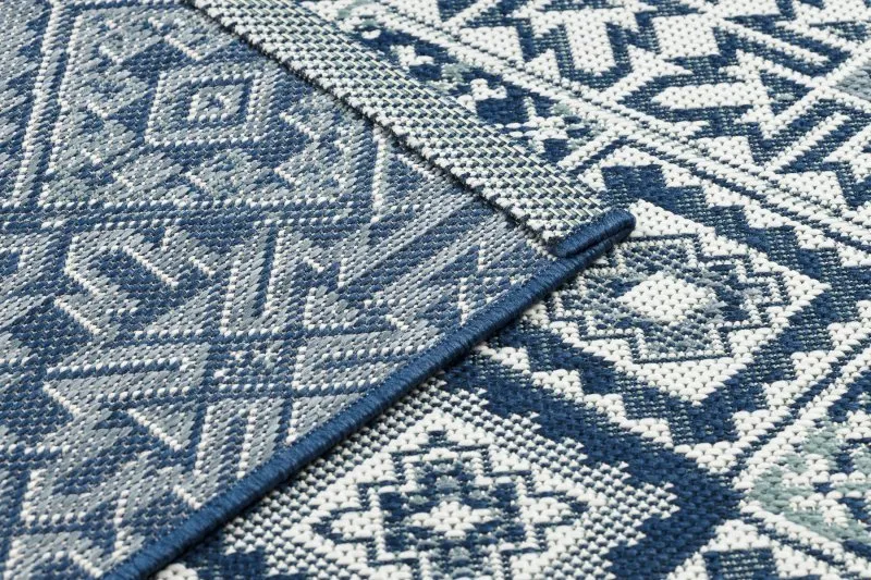 Tappeto DI SPAGO SISAL Colore 19247/699 Quadri Rombi Piastrelle Blu