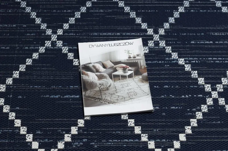 Tappeto DI SPAGO SISAL Colore 47268/309 Rombi Quadri Blu