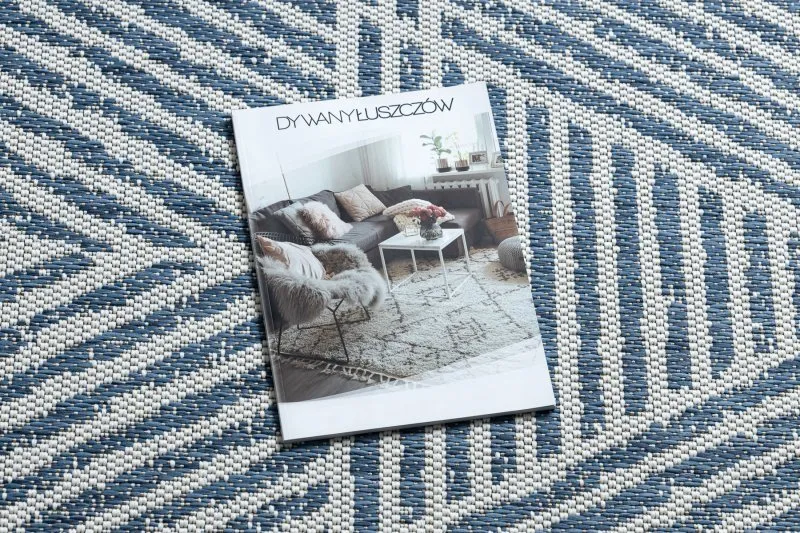 Tappeto Colore 47176360 SISAL linee, triangoli, zigzag beige / blu