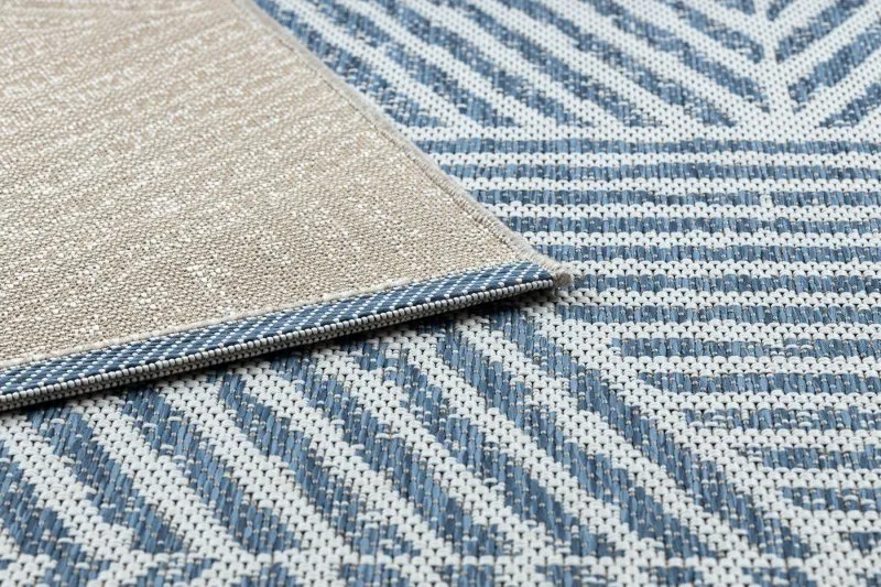 Tappeto Colore 47176360 SISAL linee, triangoli, zigzag beige / blu