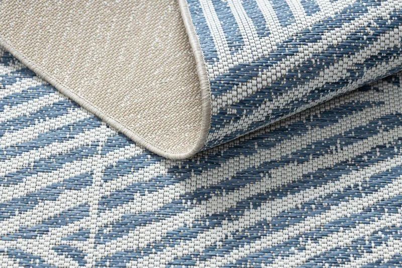Tappeto Colore 47176360 SISAL linee, triangoli, zigzag beige / blu