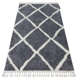 Tappeto BERBER CROSS B5950 grigio / bianco Frange berbero marocchino shaggy