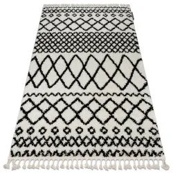 Tappeto BERBER SAFI N9040 bianco / nero Frange berbero marocchino shaggy