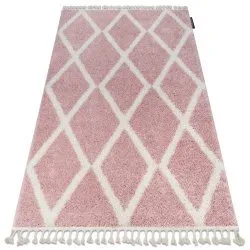 Tappeto BERBER TROIK A0010 rosa / bianco Frange berbero marocchino shaggy
