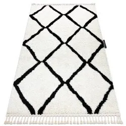Tappeto BERBER CROSS bianco Frange berbero marocchino shaggy