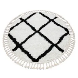 Tappeto BERBER CROSS cerchio bianca Frange berbero marocchino shaggy