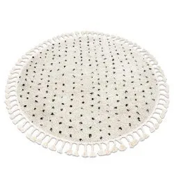 Tappeto BERBER SYLA B752 cerchio puntini crema Frange berbero marocchino shaggy