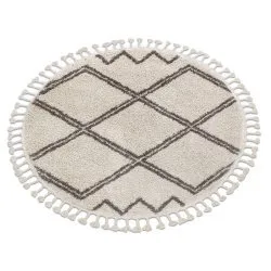 Tappeto BERBER ASILA cerchio crema / marrone Frange berbero marocchino shaggy