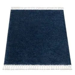 Tappeto BERBER quadrato 9000 blu scuro Frange berbero marocchino shaggy