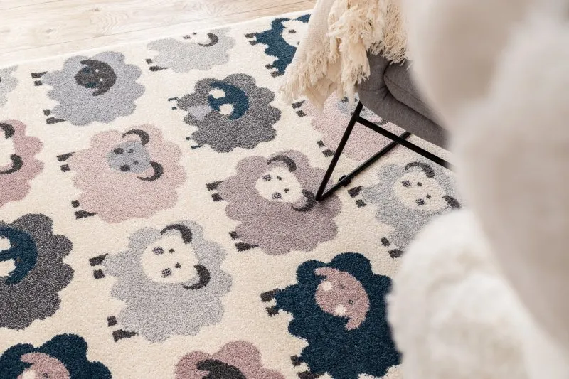Tappeto HEOS 78468 crema / rosa / blu / grigio PECORE