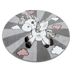 Tappeto PETIT UNICORN UNICORNO cerchio grigio