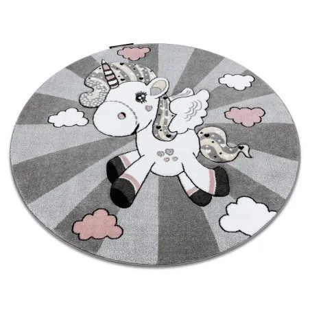 Tappeto PETIT UNICORN UNICORNO cerchio grigio