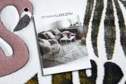Dywan PETIT GARDEN FLAMINGI LIŚCIE MONSTERY krem